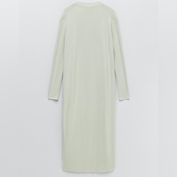 ZARA Celery Green Ribbed Knit Duster Maxi Cardigan - Picture 7 of 9